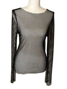 NWT Sparkly Mesh Beaded RETROLUXE BUCKLE Top Shirt Sheer Illusion New Designer